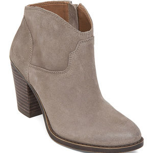 Lucky Brand Eller Bootie 7.5 Brindle Suede Taupe